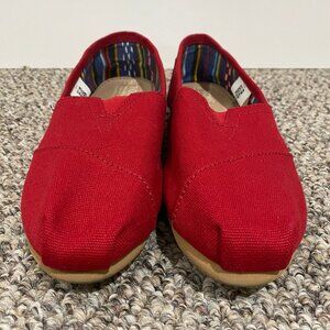 Toms Women's Classic Canvas Red Ankle-High Slip-On Shoes - Size 7